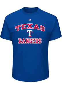 Texas Rangers Mens Light Blue Heart Big and Tall T-Shirt
