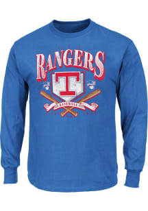 Texas Rangers Mens Light Blue Bat Big and Tall Long Sleeve T-Shirt