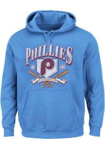 Philadelphia Phillies Mens Light Blue Bat Big and Tall Hooded Sweatshirt