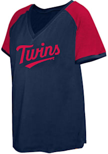 Minnesota Twins Womens Red Contrast Short Sleeve T-Shirt