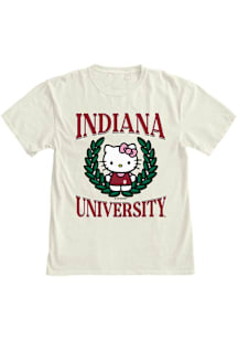 Indiana Hoosiers Womens Ivory Hello Two Ways Short Sleeve T-Shirt