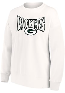 Green Bay Packers Womens White Chenille Crew Sweatshirt