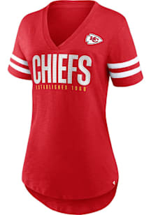 Kansas City Chiefs Womens Red Bling Short Sleeve T-Shirt