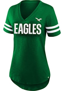 Philadelphia Eagles Womens Kelly Green Bling Short Sleeve T-Shirt
