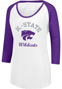 Womens White K-State Wildcats Raglan LS Tee