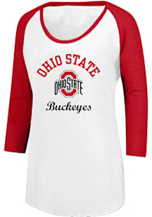 Ohio State Buckeyes Womens White Raglan LS Tee