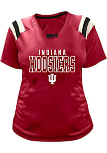 Indiana Hoosiers Womens Crimson Lace Up Short Sleeve T-Shirt