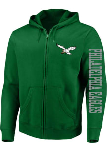 Philadelphia Eagles Mens Kelly Green Fleece Arm Hit Big and Tall Zip Sweatshirt