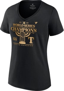 Texas Rangers Womens Black 2023 WS Champions Parade Short Sleeve T-Shirt