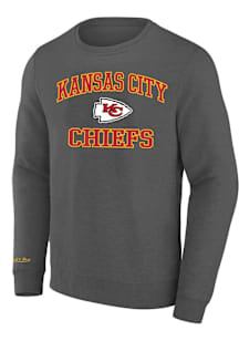 Kansas City Chiefs Mens Charcoal Number One Graphic Big and Tall Crew Sweatshirt