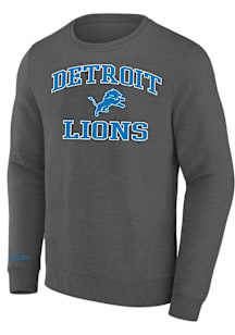 Detroit Lions Mens Charcoal Number One Graphic Big and Tall Crew Sweatshirt