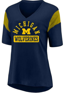 Michigan Wolverines Contrast Sleeve Short Sleeve T-Shirt - Navy Blue