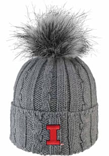 LogoFit Illinois Fighting Illini Charcoal Alps Pom Womens Knit Hat