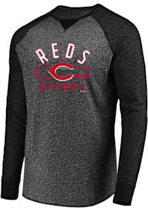 Cincinnati Reds Mens Charcoal Contrast Sleeve Raglan Big and Tall Long Sleeve T-Shirt