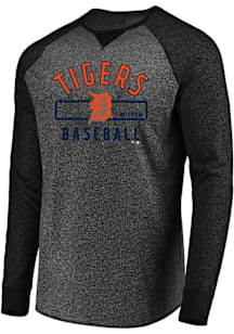 Detroit Tigers Mens Charcoal Contrast Sleeve Raglan Big and Tall Long Sleeve T-Shirt
