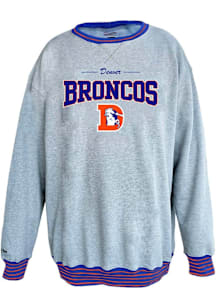 Denver Broncos Mens Blue Retro Contrast Dyed Big and Tall Crew Sweatshirt