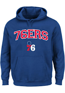 Philadelphia 76ers Mens Blue Arch Over Logo Big and Tall Hooded Sweatshirt