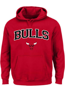 Chicago Bulls Mens Red Arch Over Logo Big and Tall Hooded Sweatshirt