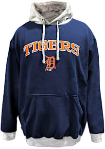 Detroit Tigers Mens Navy Blue Logo Big and Tall Hooded Sweatshirt