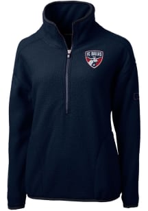 Cutter and Buck FC Dallas Womens Navy Blue Cascade Sherpa Qtr Zip