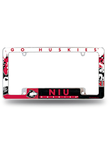 Northern Illinois Huskies Primary All Over Chrome License Plate Frame - White