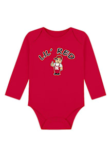 Nebraska Cornhuskers Baby Red Arched Wordmark Long Sleeve One Piece