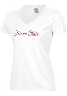 ComfortWash Fresno State Bulldogs Womens White Garment Dyed Short Sleeve T-Shirt