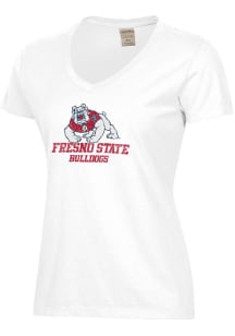 ComfortWash Fresno State Bulldogs Womens White Garment Dyed Short Sleeve T-Shirt