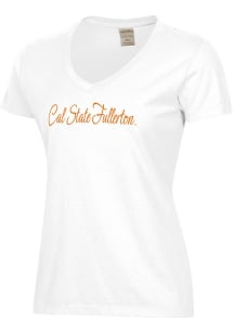 ComfortWash Cal State Fullerton Titans Womens White Garment Dyed Short Sleeve T-Shirt