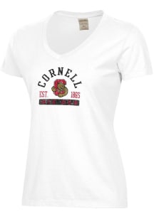 ComfortWash Cornell Big Red Womens White Garment Dyed Short Sleeve T-Shirt
