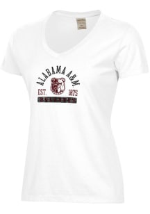 ComfortWash Alabama A&amp;M Bulldogs Womens White Garment Dyed Short Sleeve T-Shirt