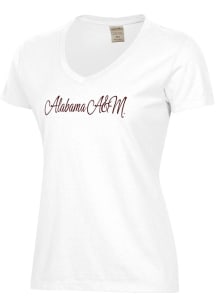ComfortWash Alabama A&amp;M Bulldogs Womens White Garment Dyed Short Sleeve T-Shirt
