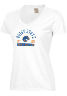ComfortWash Boise State Broncos Womens White Garment Dyed Short Sleeve T-Shirt
