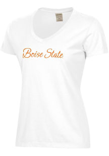 ComfortWash Boise State Broncos Womens White Garment Dyed Short Sleeve T-Shirt