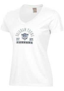 ComfortWash BYU Cougars Womens White Garment Dyed Short Sleeve T-Shirt