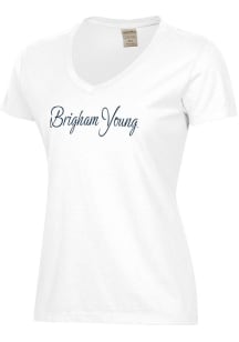 ComfortWash BYU Cougars Womens White Garment Dyed Short Sleeve T-Shirt