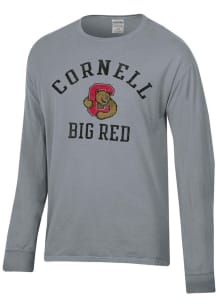 ComfortWash Cornell Big Red Grey Garment Dyed Long Sleeve T Shirt