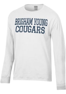 ComfortWash BYU Cougars White Garment Dyed Long Sleeve T Shirt