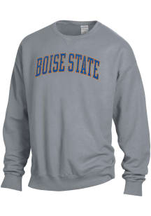 ComfortWash Boise State Broncos Mens Grey Garment Dyed Long Sleeve Crew Sweatshirt