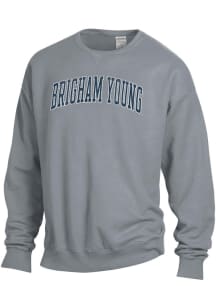 ComfortWash BYU Cougars Mens Grey Garment Dyed Long Sleeve Crew Sweatshirt