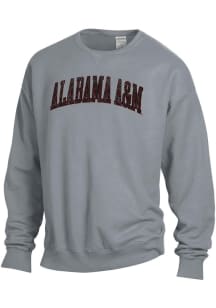 ComfortWash Alabama A&amp;M Bulldogs Mens Grey Garment Dyed Long Sleeve Crew Sweatshirt