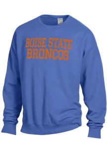 ComfortWash Boise State Broncos Mens Blue Garment Dyed Long Sleeve Crew Sweatshirt