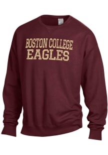 ComfortWash Boston College Eagles Mens Red Garment Dyed Long Sleeve Crew Sweatshirt