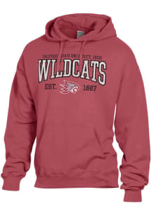 ComfortWash CSU Chico Wildcats Mens Red Garment Dyed Long Sleeve Hoodie