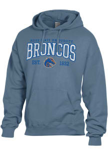 ComfortWash Boise State Broncos Mens Blue Garment Dyed Long Sleeve Hoodie