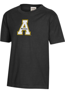 ComfortWash Appalachian State Mountaineers Youth Black Garment Dyed Short Sleeve T-Shirt