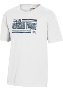 ComfortWash BYU Cougars Youth White Garment Dyed Short Sleeve T-Shirt