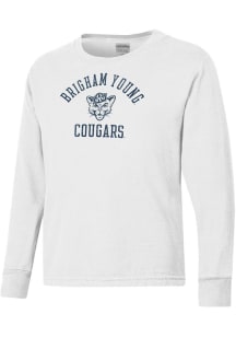 ComfortWash BYU Cougars Youth White Garment Dyed Long Sleeve T-Shirt
