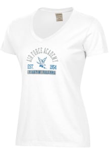 ComfortWash Air Force Falcons Womens White Garment Dyed Short Sleeve T-Shirt