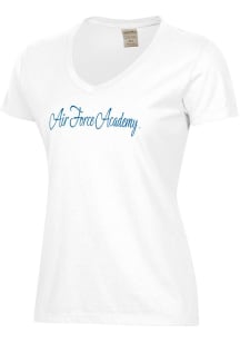 ComfortWash Air Force Falcons Womens White Garment Dyed Script Short Sleeve T-Shirt